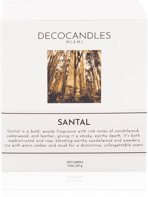 Santal Scented Soy Wax Candle, 9 Oz Concrete with Box