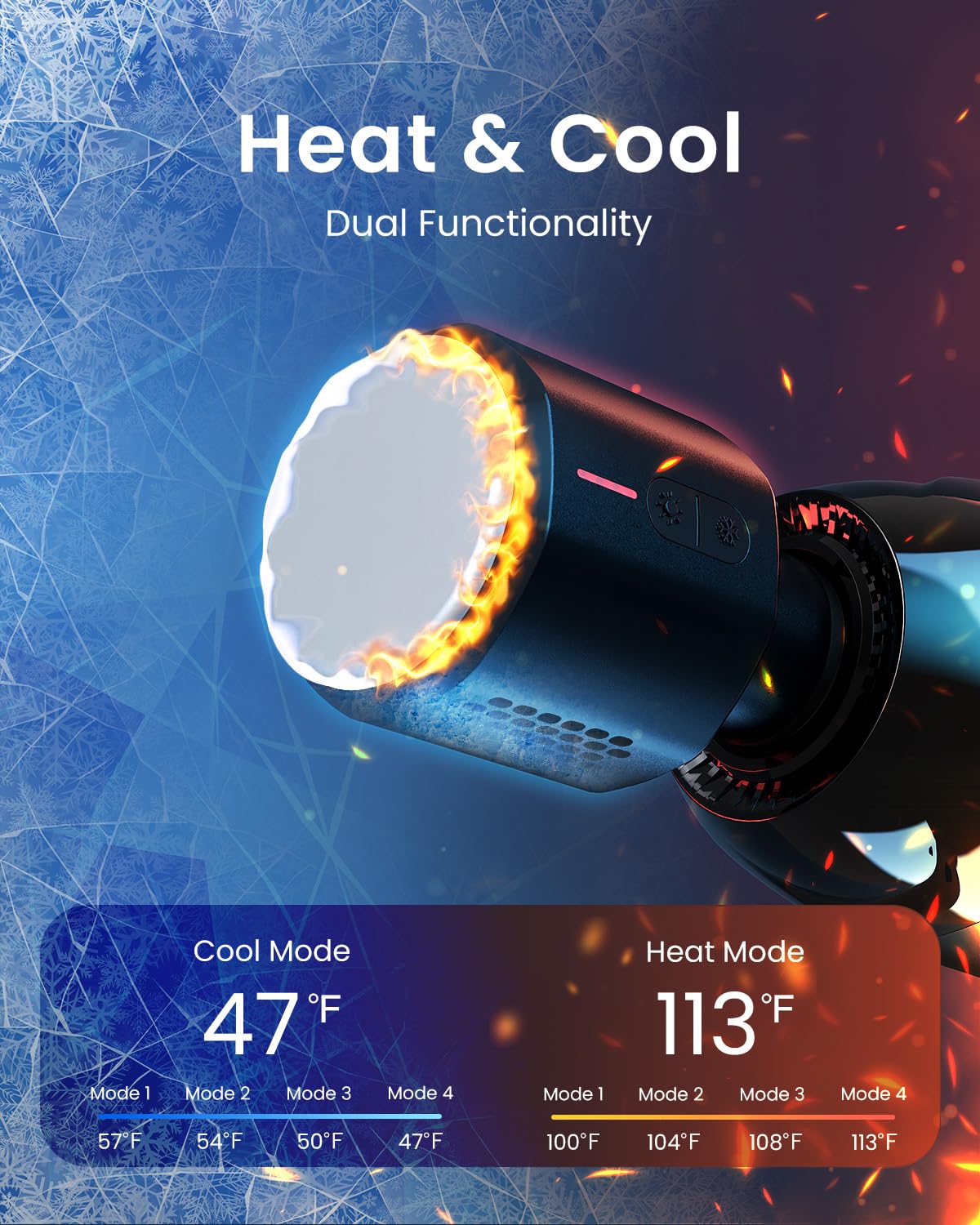 RENPHO Power+ Thermacool Massage Gun with Heat and Cold Head view 2