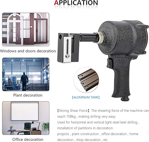 Miniatura 2 de NEWTRY Perforadora de agujeros neumáticos de 0.315in, herramienta de perforación de agujeros de metal industrial, pistola de perforación de metal