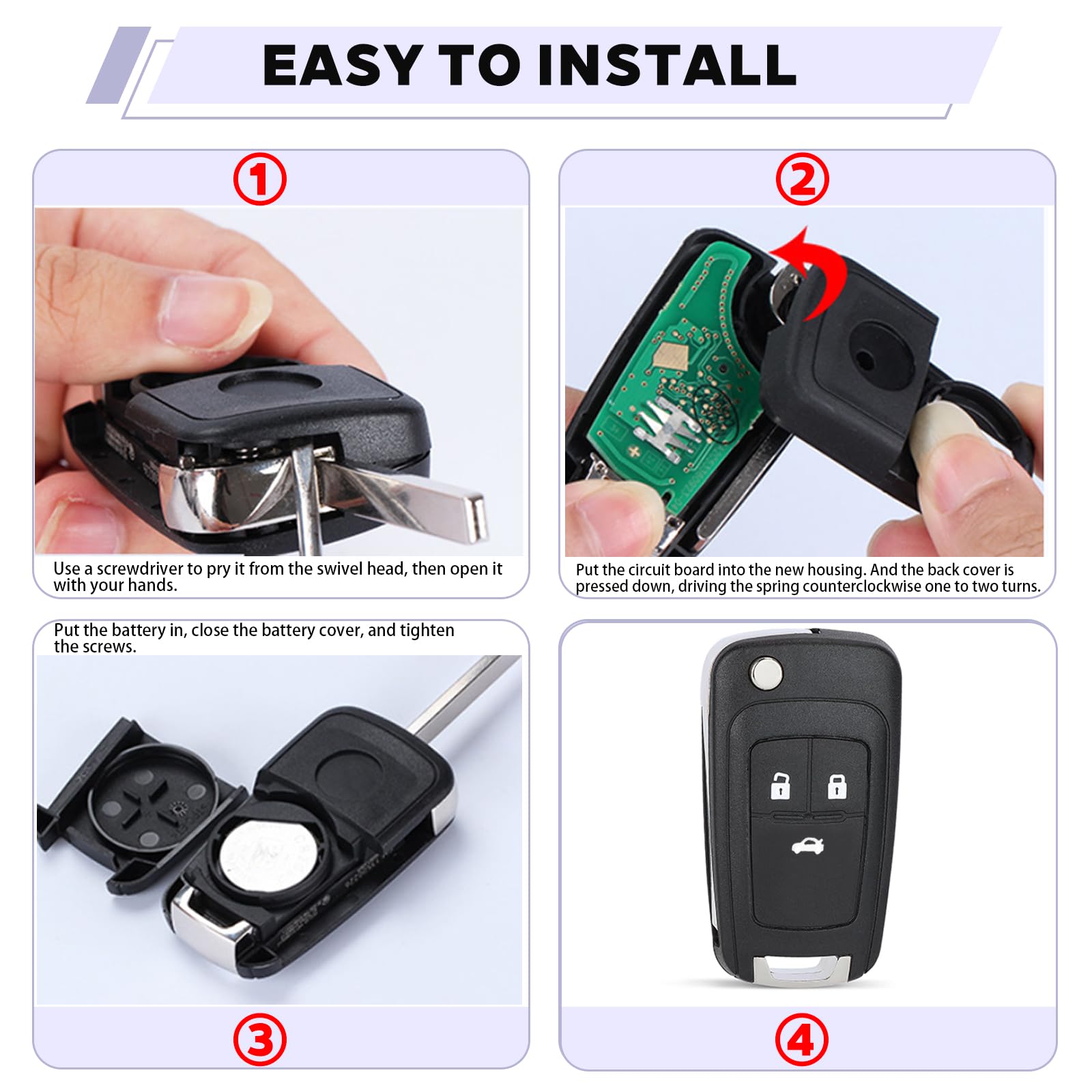 Telecomando Custodia Chiave Auto 3 Tasti Compatibile con Opel Insignia Astra J Adam Zafira Tourer C Mokka Meriva Movano Corsa E Cascada Karl Vauxhall
