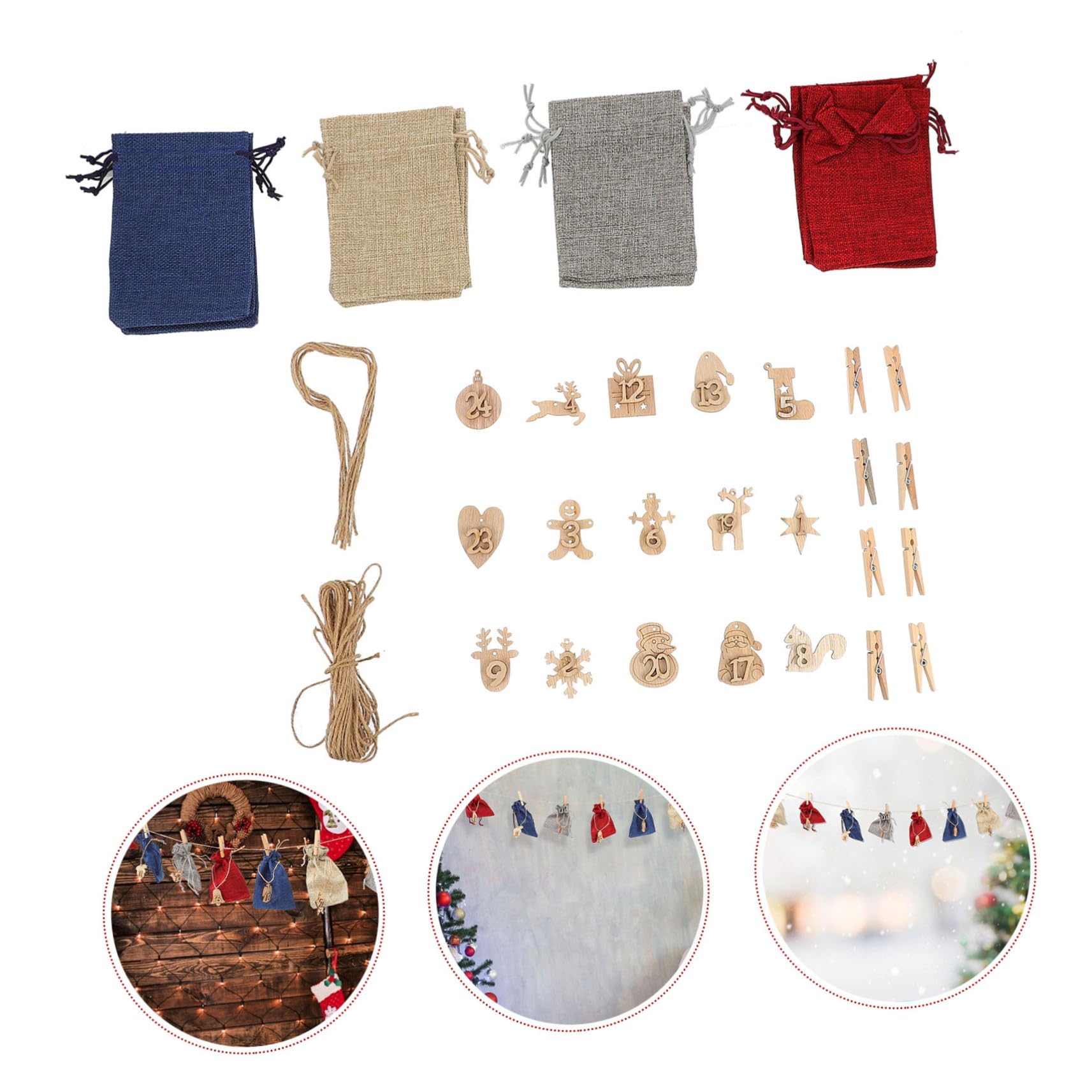 Beavorty 3 Set Di Sacchetti Per Feste Di Natale Con Calendario Sacchetti Appesi Con Coulisse