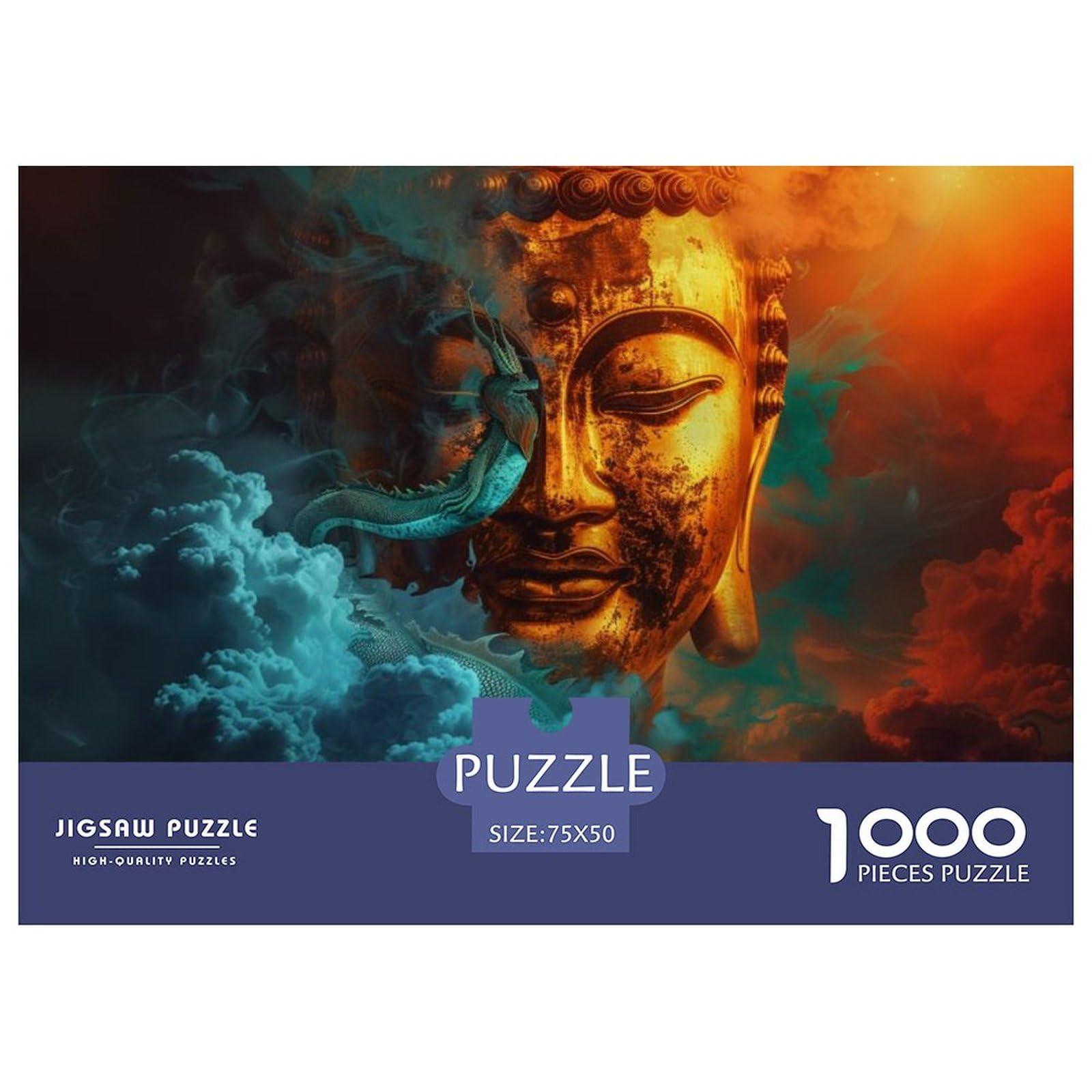Buddha Puzzle 1000 Teile Für Erwachsene - 75x50 Cm, Mit Poster, Hochwertiger Karton