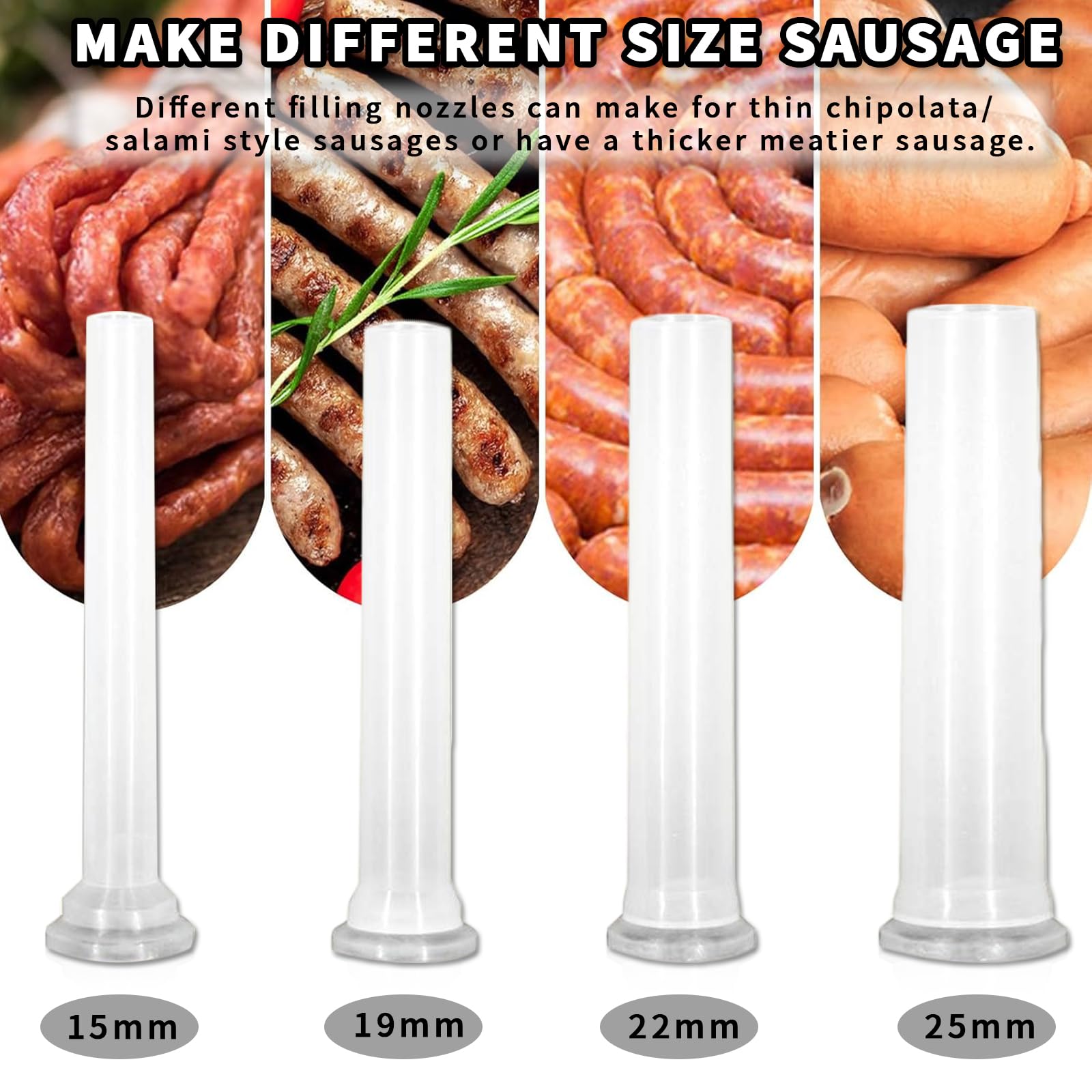 5.0 LB Embutidora de Chorizos Manual Máquina Salchichas de Acero Inoxidable Maquina Embutir Chorizo con 4 Tubos de Rellenador Capacidad