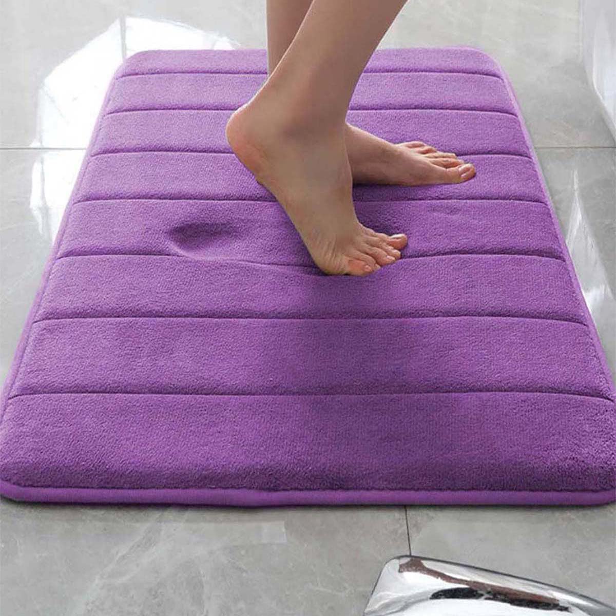 Extra weiche Memory Foam Badematte - Rutschfester, saugfähiger, schnell trocknender Teppich für Haus & Küche 100x200 cm Lila - Bequeme Badezimmer-Bodenmatte