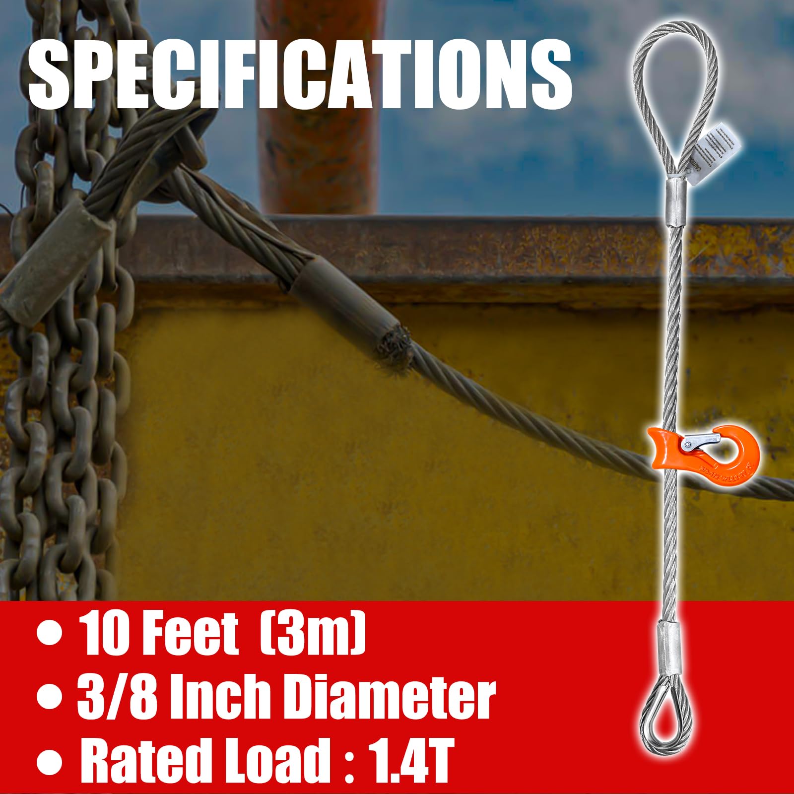YATOINTO Wire Rope Sling - 3300LBS Lifting Capacity -3