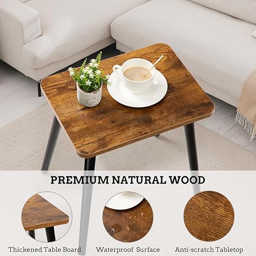 Miniatura 4 de FORAOFUR Mesa auxiliar, mesa auxiliar pequeña rectangular de madera, pequeña mesa decorativa para sala de estar, dormitorio y balcón, mesas