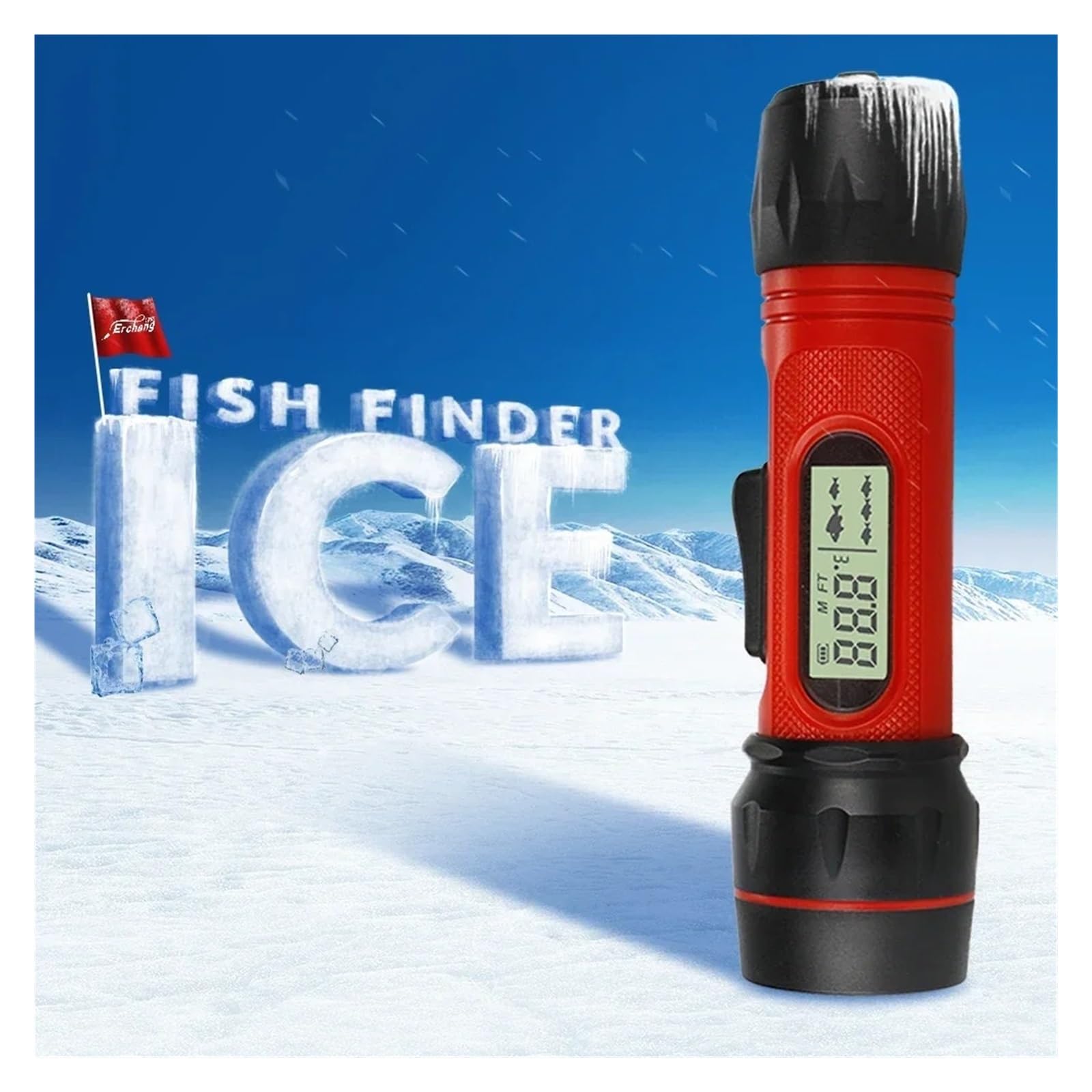 Ecoscandaglio, Ecoscandaglio portatile for pesca sul ghiaccio, impermeabile con display di profondità, invernale