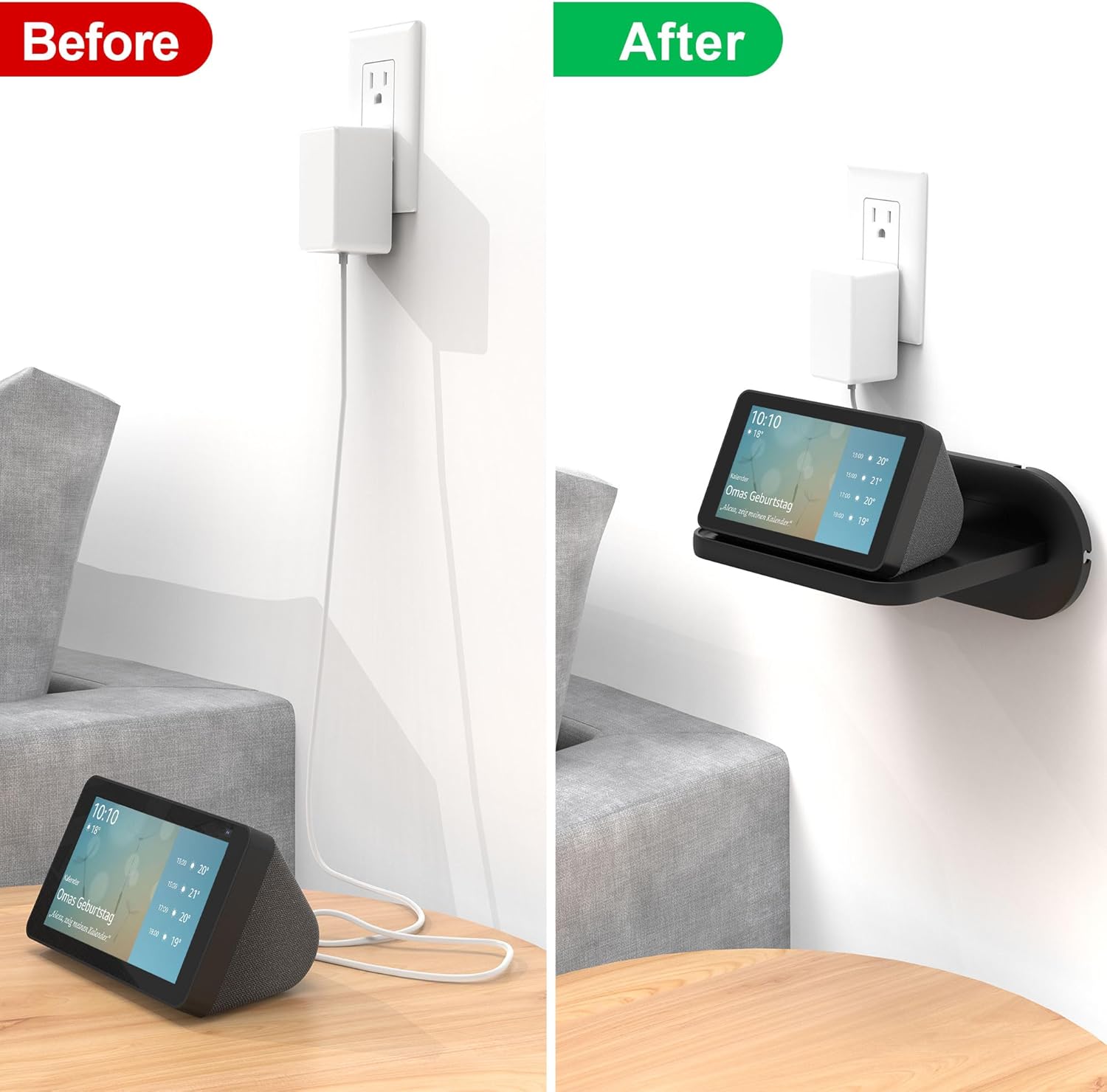 HomeMount Echo Show 5 Wall Mount - Space Saving Smart Home Holder Compatible with Google Nest Hub & Portable Speakers & Show5 (1st & 2nd & 3rd) (Black Medium Shelf 6.5 * 5.1inch) - Image 3