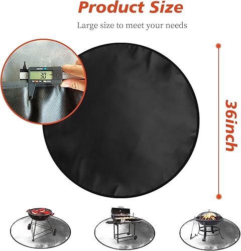 Miniatura 6 de Tapete para fogata, tapete redondo ignífugo de 36 pulgadas para debajo del hoguera, 5 capas para proteger terraza, patio, césped, aislamiento térmico