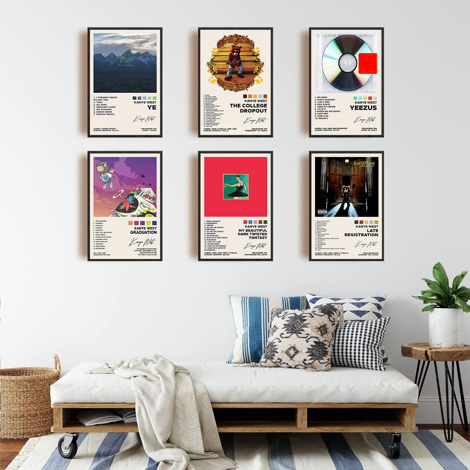 Kanye West Posters Album Cover Signed Limited Posters Prints Rapper Music Posters Room Aesthetic Canvas Wall Art Set of 6 for Teen and Girls Dorm Decor 8x12 inch Unframed — view 5