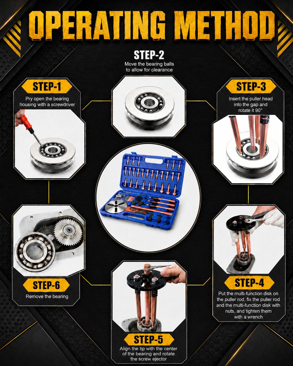 INCENDIOS 55 in 1 Set Estrattore Cuscinetti Kit Estrattore Cuscinetti Interni ed Esterni, Blind Hole Bearing Puller Set con Separatori e Estrattori per Auto, Moto, Officina e Riparazioni Industriali