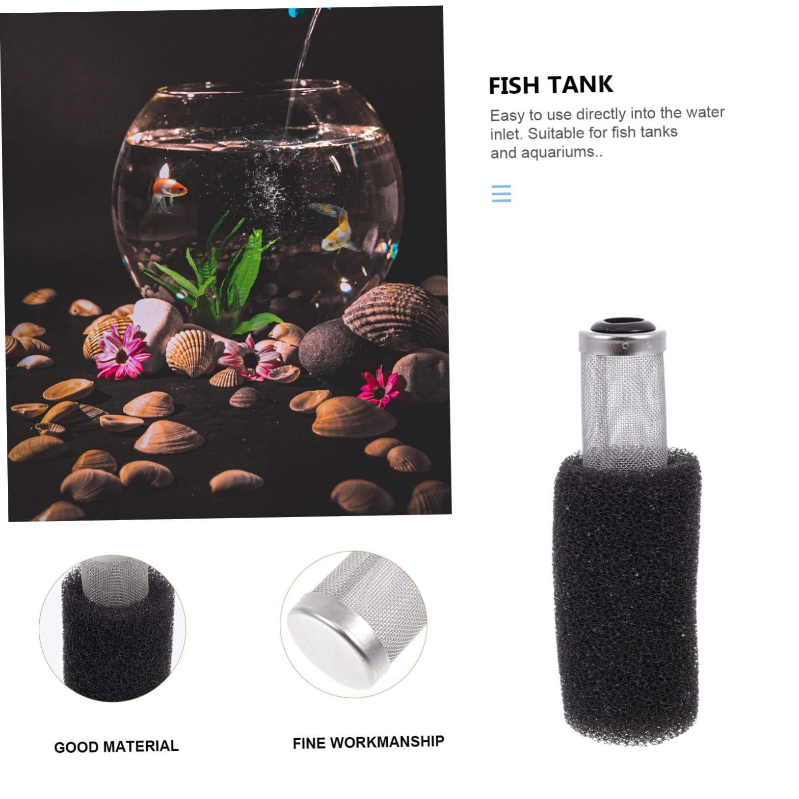 POPETPOP Aquarium Intake Filter Covers - 3 Pack Stainless Steel Pre-Filter Strainers For Fish Tanks