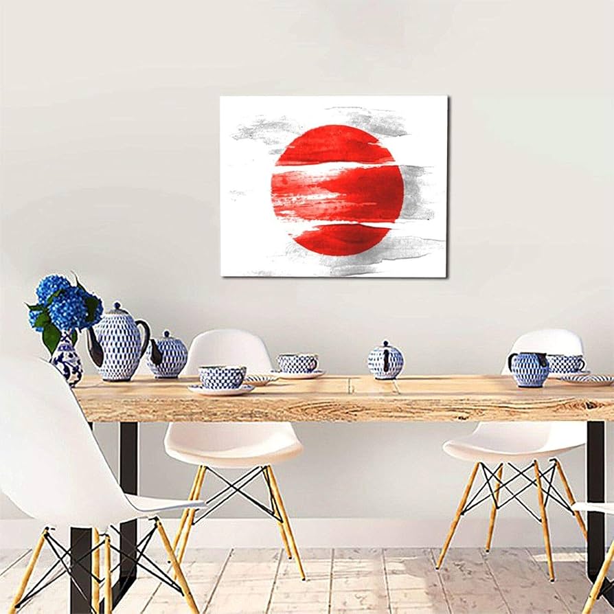 Amazon.co.jp: DADABULIU アートパネル 絵画 太陽 赤 水墨画