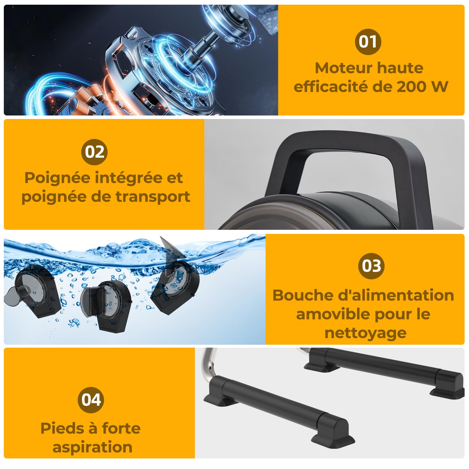 Hachoir à Légumes Électrique, 200 W Coupe-Légumes Professionnel, Robot Culinaire Coupe-Ciboule avec 3 Entrées d'Alimentation, Épaisseur Réglable 1–5 mm, 6000 tr/min
