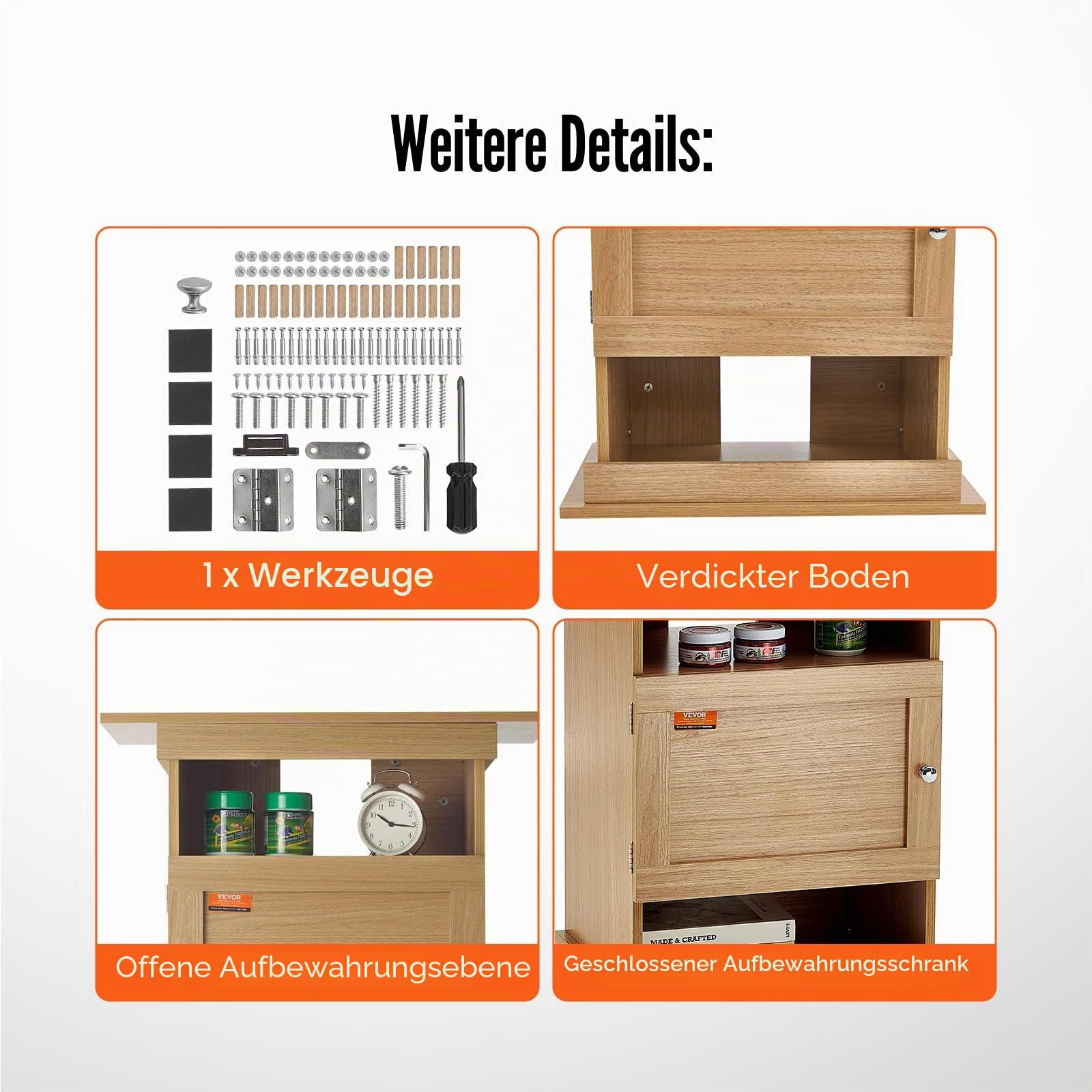 VEVOR Aquariumständer, 20 Gallonen Fischtankständer, 64 x 40 x 72 cm MDF Schildkrötentankständer, 76 kg Tragkraft, Reptilientankständer mit Aufbewahrung, Schrank und Hardware-Kit, Lindenholzfarbe