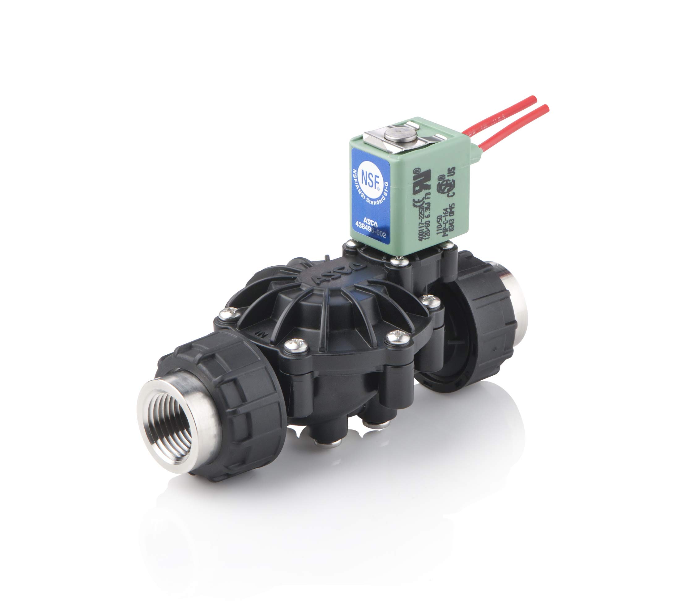 ASCO 8212A037L1100F4 Pilot Operated Water Conditioning and Purification Valve with NPT Thread / NPT Thread and Leaded Coil with 1/2” NPT Threaded Conduit Adaptor