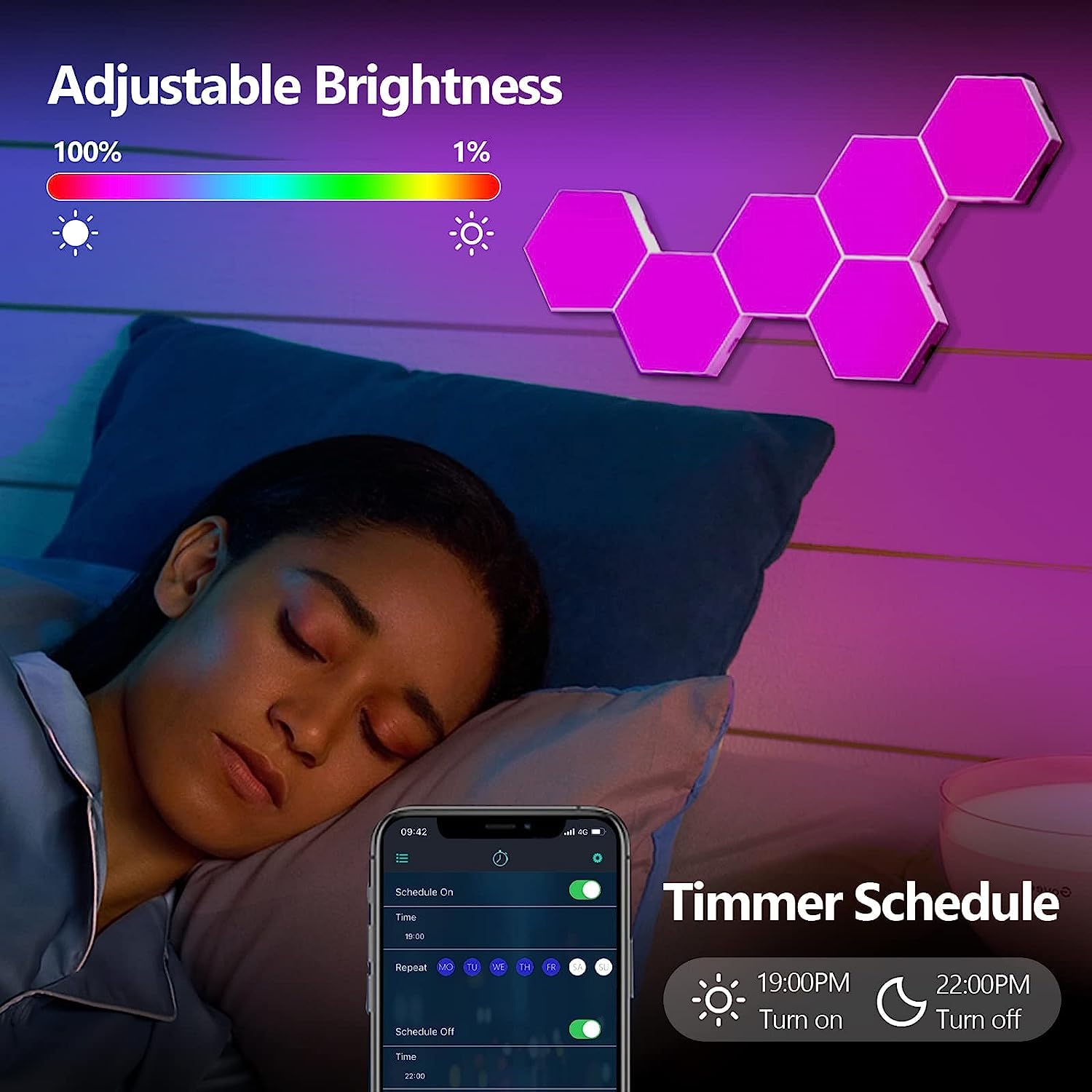 Luci a LED esagonali RGB Luci da Gioco con App e Telecomando Luci da Parete Regalo per la della Musica, per l'arredamento del Bar della Stanza Configurazione del Gioco Camera da Letto,12 Pack