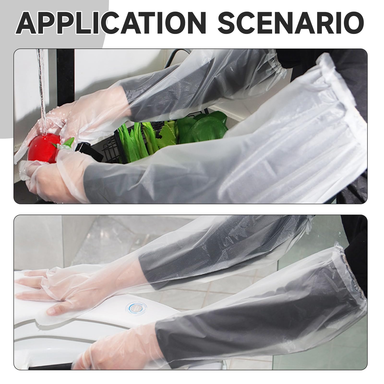 30 Pezzi Guanti Monouso a Braccio Lungo,Guanti USA e Getta,Guanti Monouso Trasparenti,Guanti Lunghi in Plastica Veterinaria,Guanti Lunghi USA e Getta in Plastica,per la Pulizia della Cucina