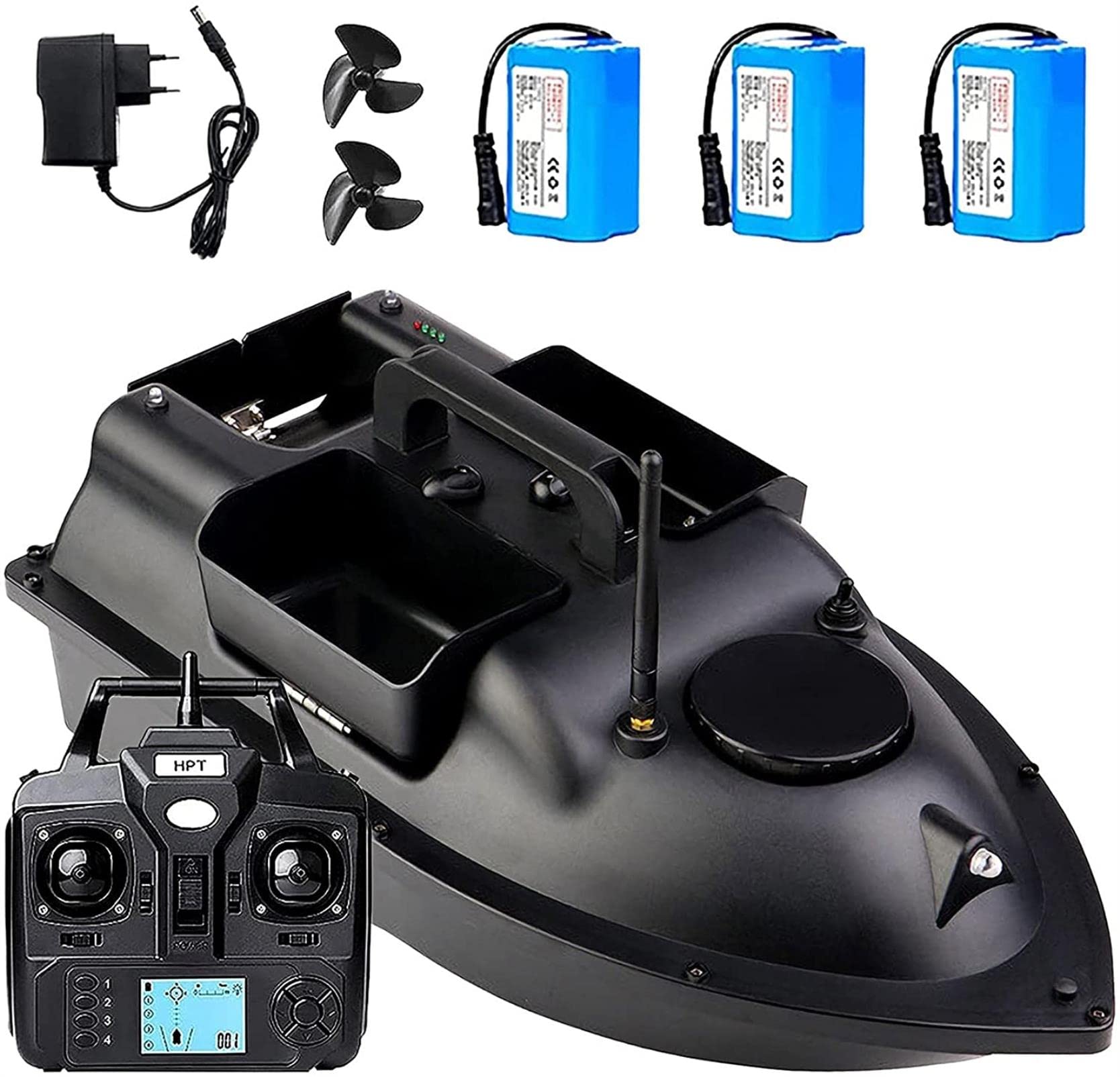 Barca Esca Telecomandata, GPS Barca Esca Intelligente, Barchino Carpfishing con Doppio Motore e Batteria da 5200/12000 mAh, Grande capacità di Carico 2 kg