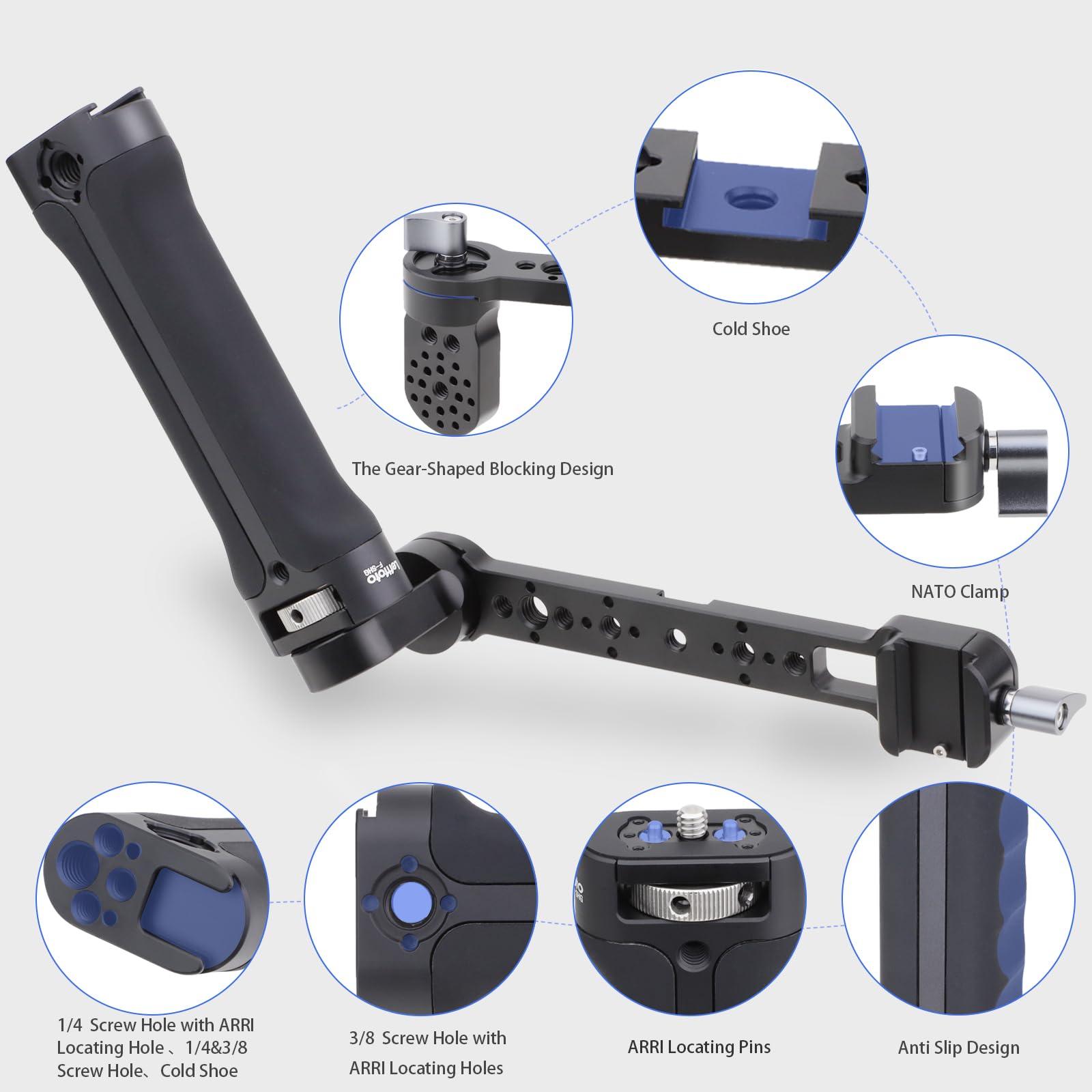 LEFTFOTO Kit de support d'extension de poignée réglable en silicone pour DJI RS2/RS3 Pro/RS3 Mini stabilisateur de cardan, avec pince OTAN