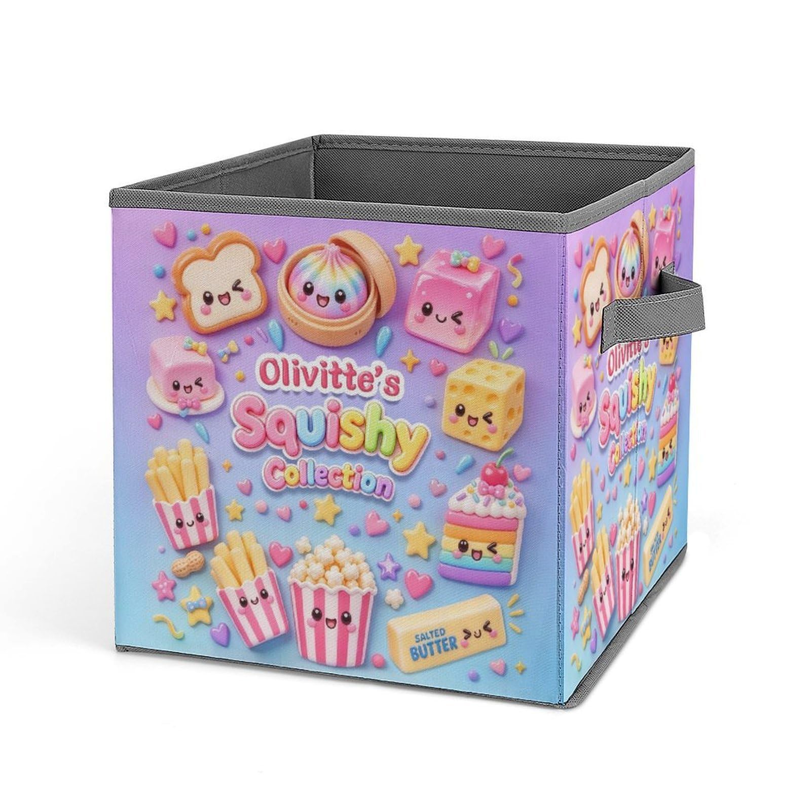 Personalized Dumpling Squishy Storage Basket, Custom Name Dumpling Squishy Basket Storage Organizer with Handles Room Decor Birthday Gifts (style 16) — image 1