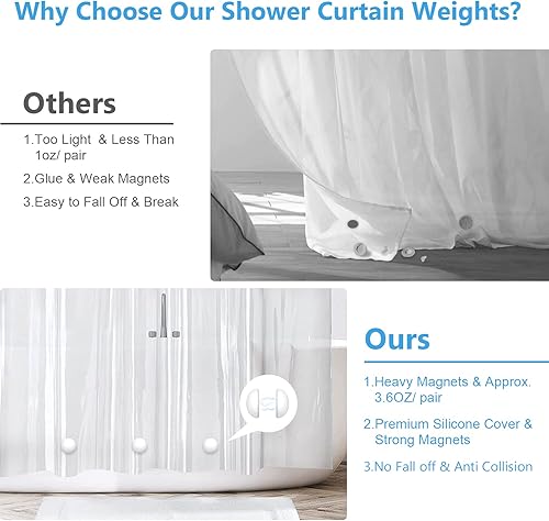 Miniatura 4 de VANZAVANZU Pesos para cortina de ducha, imanes de cortina de ducha que nunca se oxidan, envueltos en silicona, imanes fuertes que evitan que el