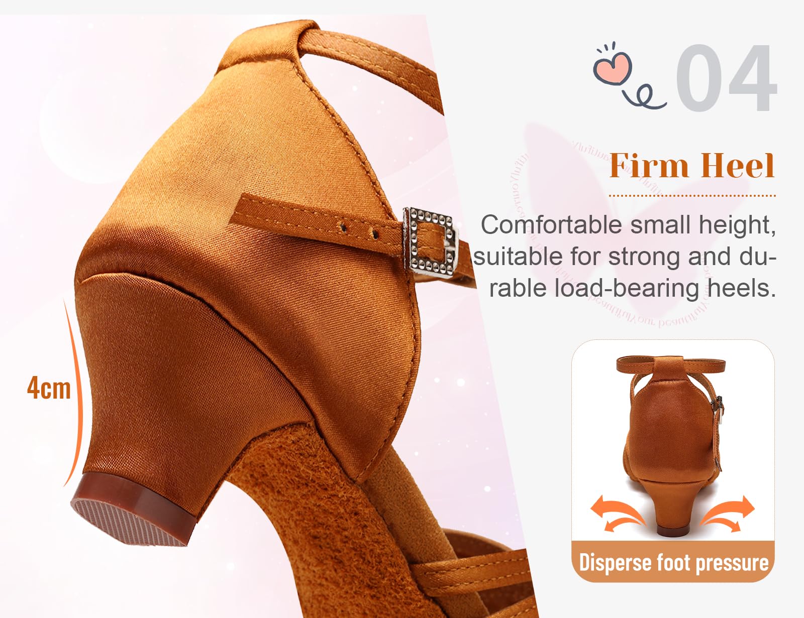 HROYL Chaussures de Danse Latine Fille Salsa Ouverte Chaussures de Danse de Salon Femme Talon 4cm FBA-XGG