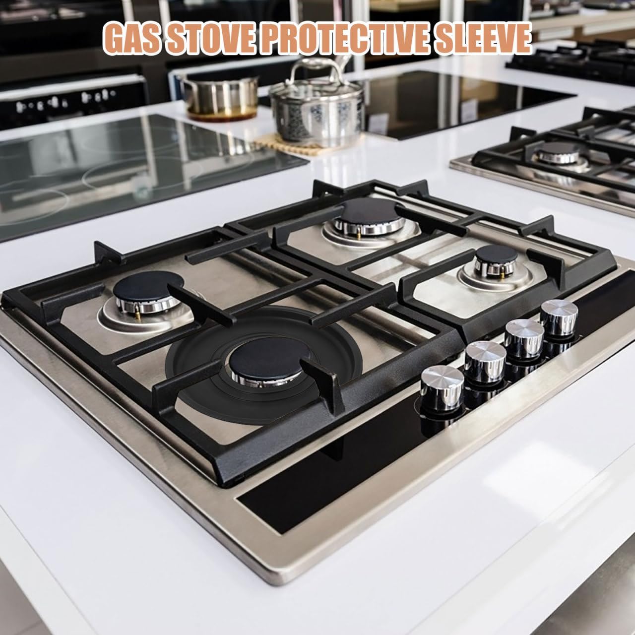 SOLUSTRE Silicone Stove Protector 8.46In Reusable Oilproof Liner Stove Protective Cover for Gas Burners Easy Clean Kitchen Cover Round Mat for Heat Resistance and Versatile Use