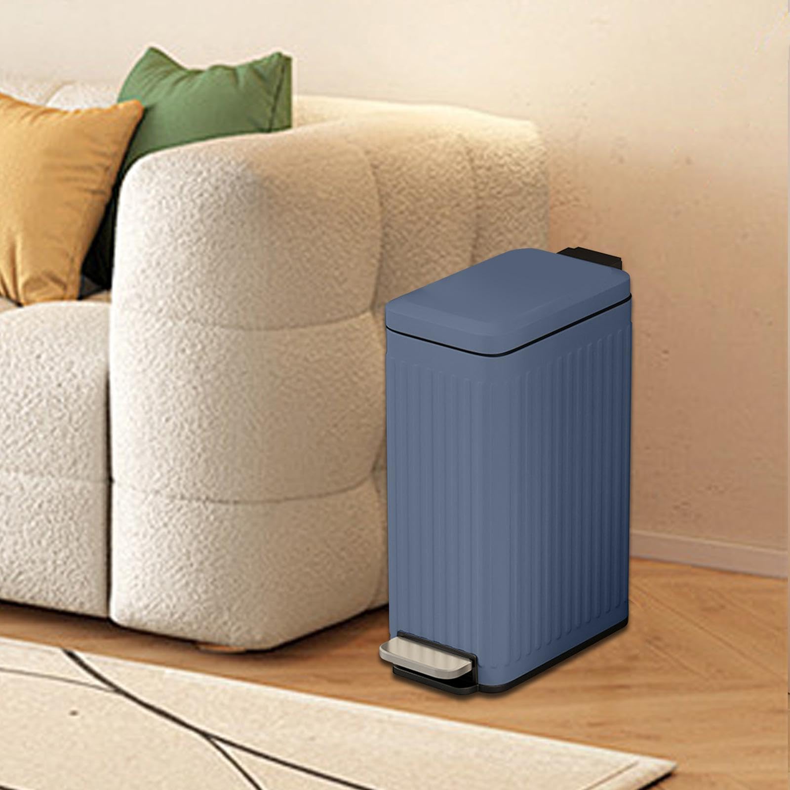 CALANDIS® Bathroom Trash Can with Lid Organizer Slim for Bathroom Entryway Living Room Gray Stripe | Trash Cans & Wastebaskets | Household Supplies & Cleaning 4