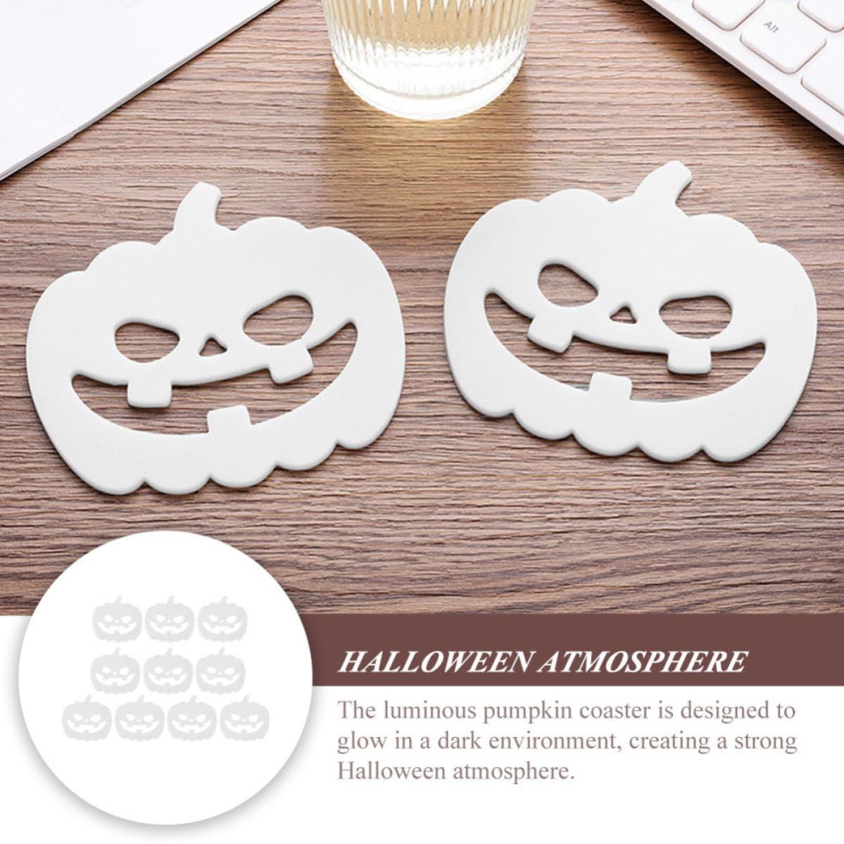 50 Pièces Dessous de Verre d'halloween Citrouille PVC