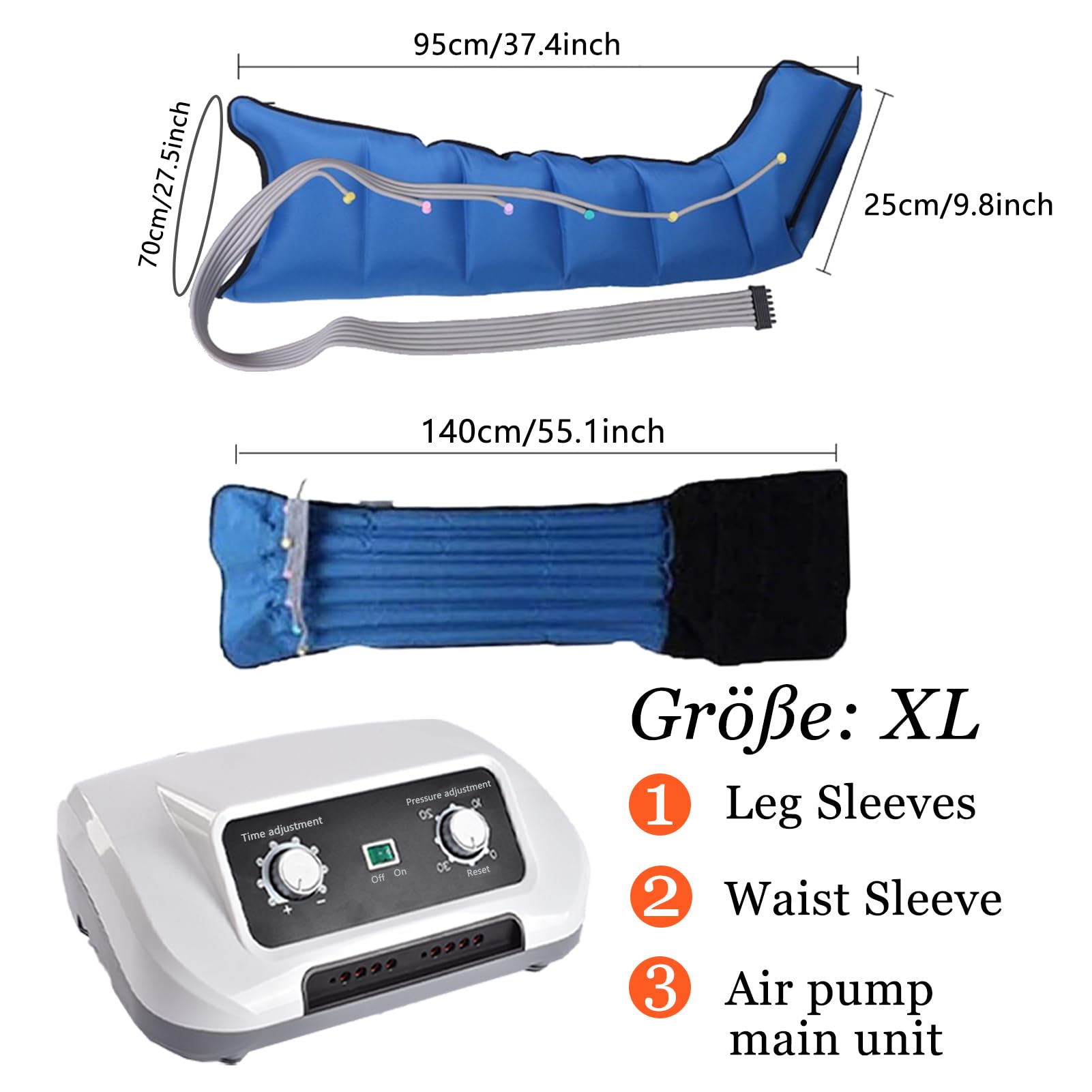 2026 urządzenie do drenażu limfatycznego do wody, nogi, XL | urządzenie do masażu nóg w domu Presoterapia Recovery Boots | 6-komorowe urządzenie do masażu ust (niebieski, XL 2 nogi + talia)