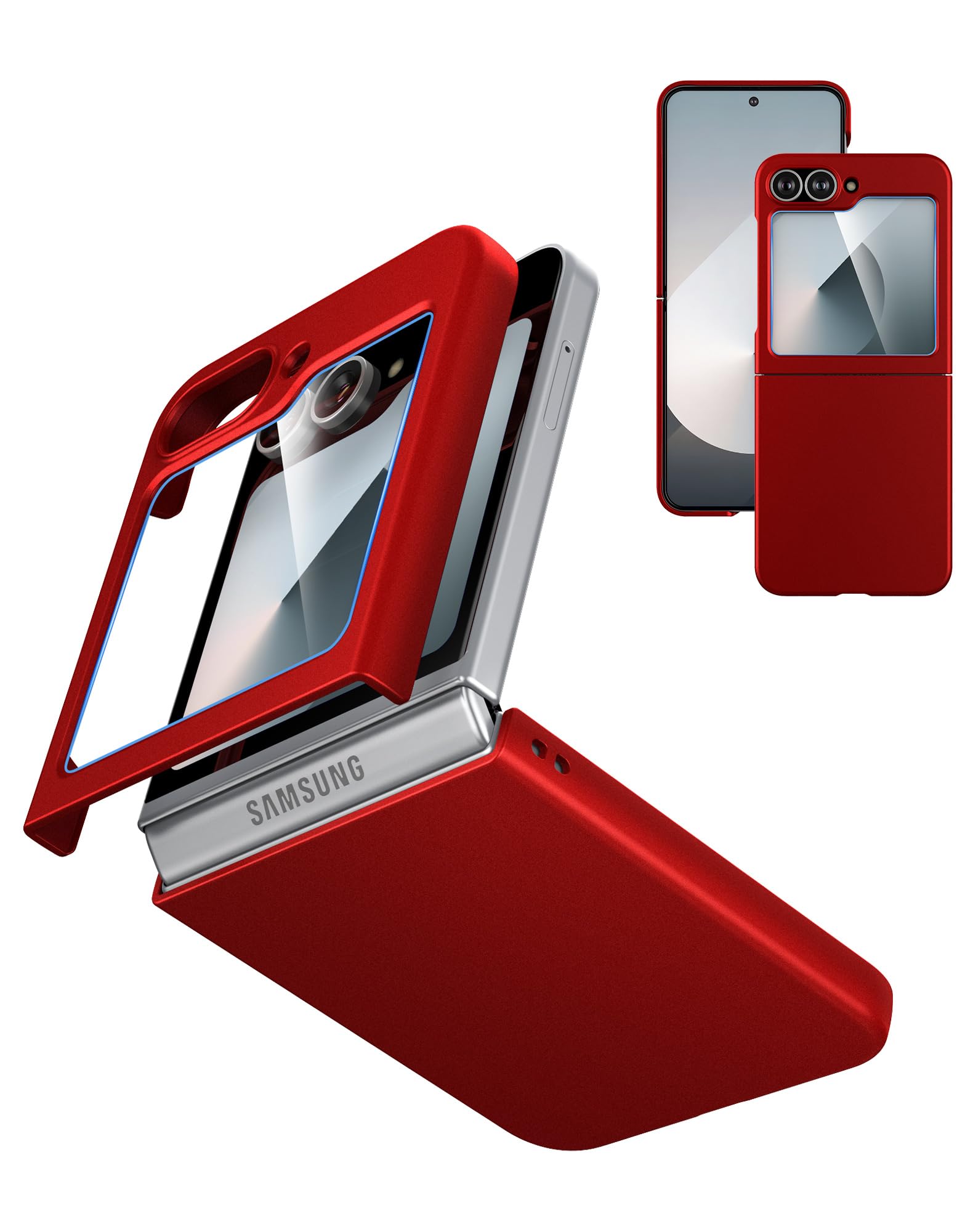 Cresee Case for Samsung Galaxy Z Flip 6 / Z Flip 7 FE Case, with Built-in Cover Screen Protector, Thin Hard Matte Polycarbonate Phone Cover for Galaxy