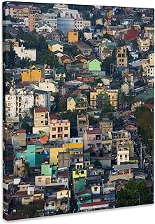 3dRose, Aerial view of colorful houses, Manila, Philippines - AS29 KSU0068 - Keren Su, Museum Grade Canvas Wrap 11x14
