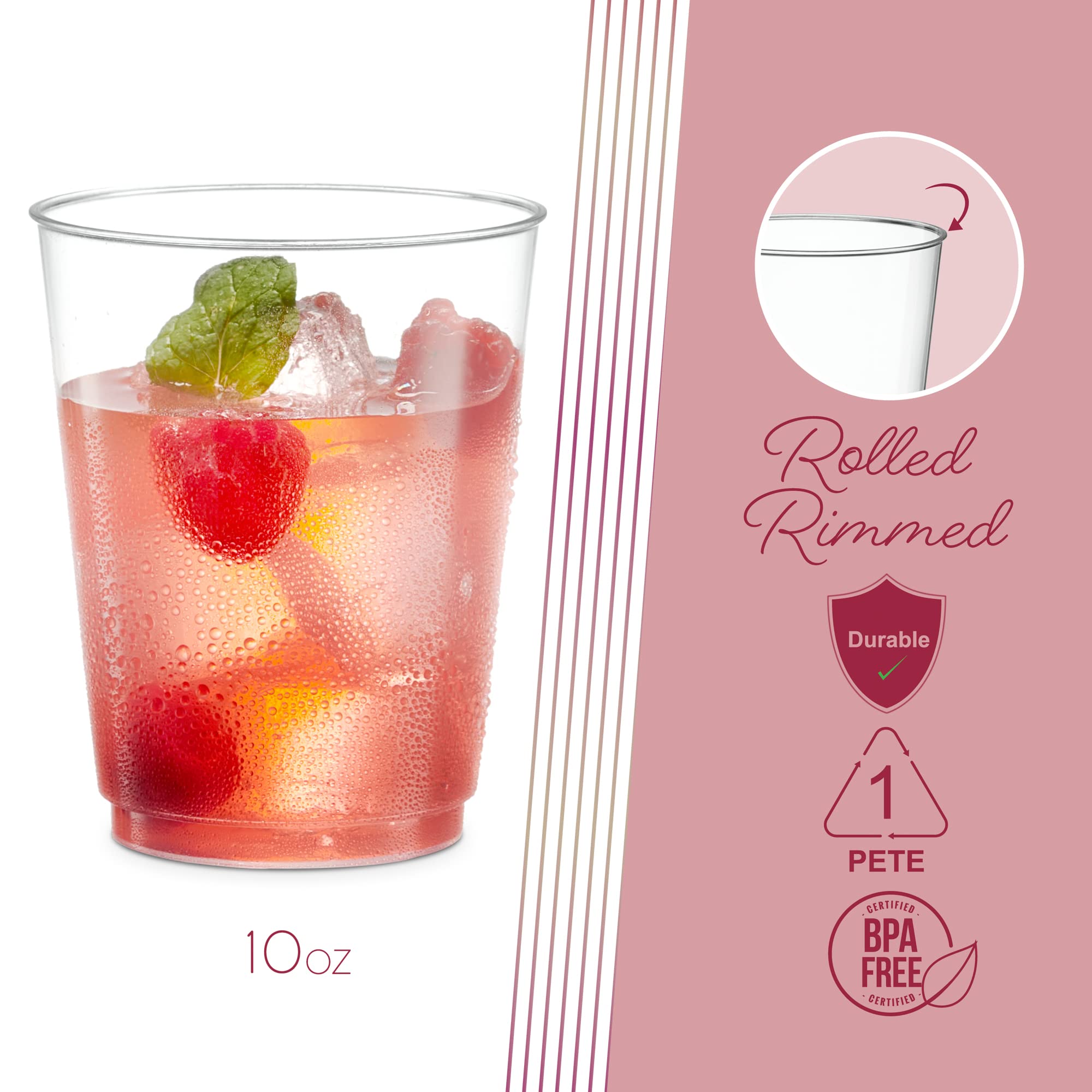 PLASTICPRO Vasos de plástico desechables (transparentes, 50)