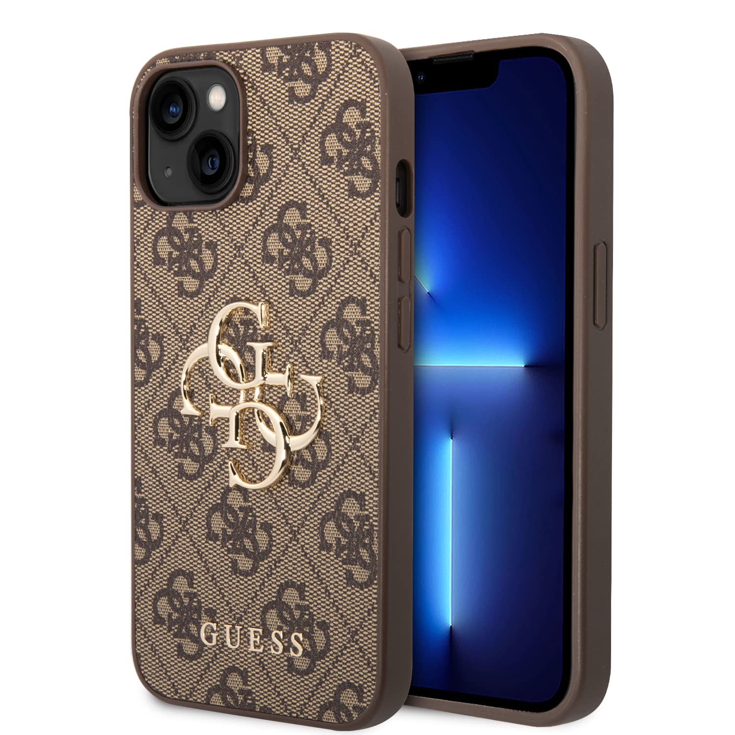 GUESS GUHCP15S4GMGBR Custodia rigida per iPhone 15 6.1", logo Big Metal