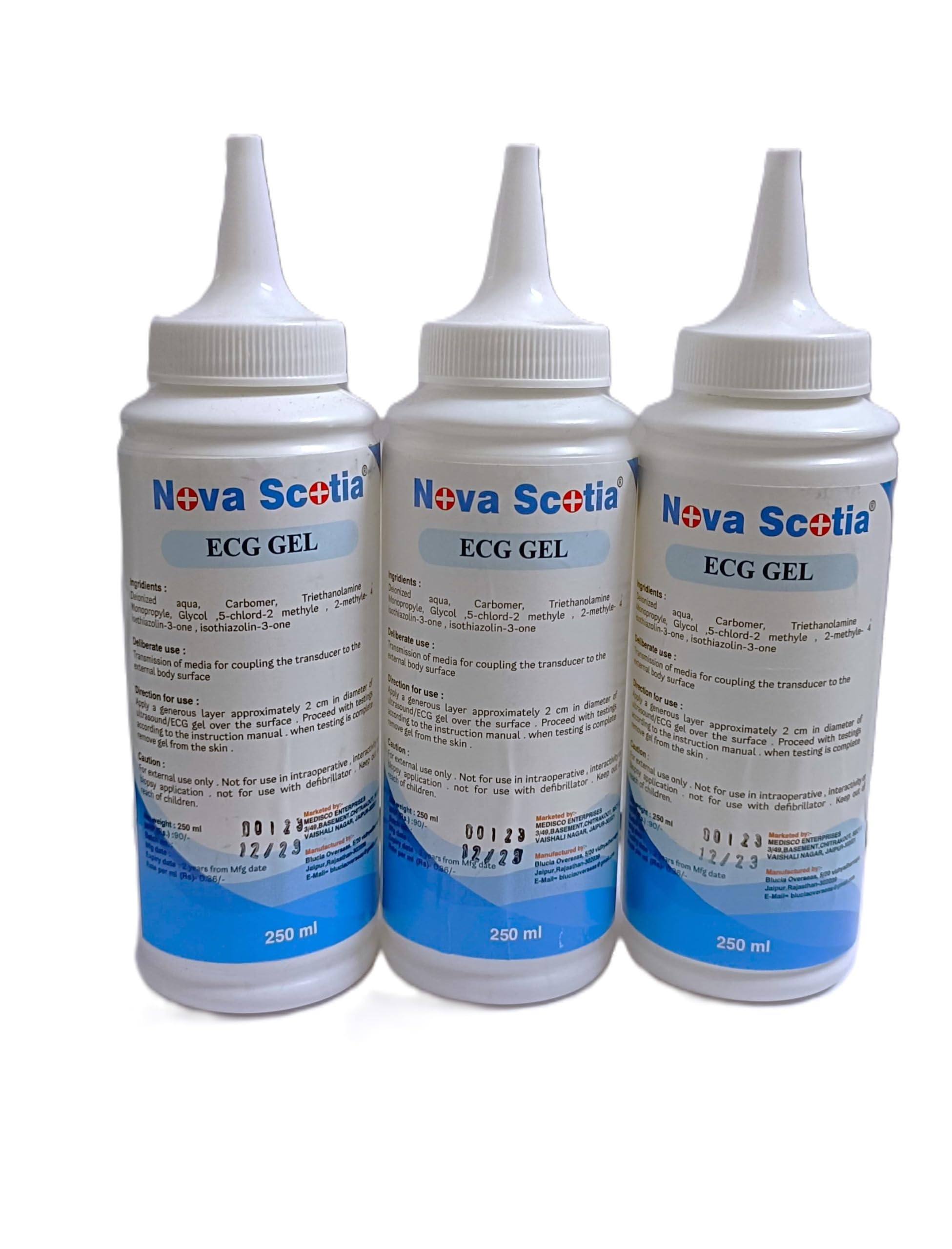 Nova Scotia ECG Gel Bottle For Ecg, Usg, Physiotherapy Ultrasound, EUSG, Doppler, Sonography And Diagnostics, White Gelly Gel 250ml Each (Pack Of 3) (B0DBQMYYFL) Amazon Price History, Amazon Price Tracker