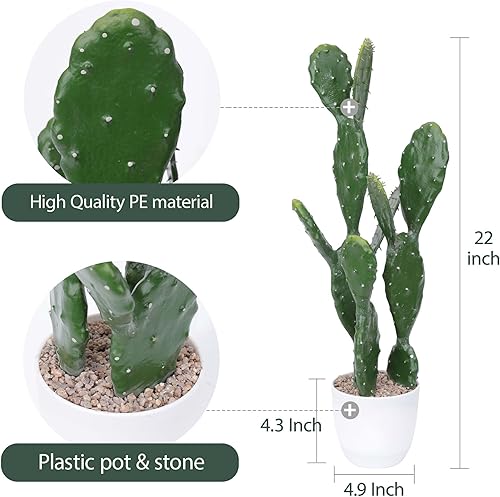 Miniatura 2 de Cactus artificial de 22 pulgadas, cactus falso, Saguaro, plantas en maceta para interiores y exteriores, hogar, oficina, tienda de decoración