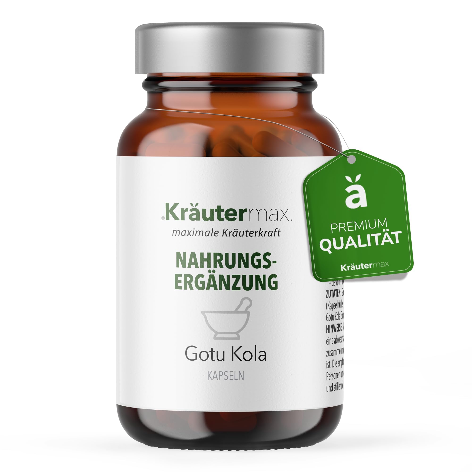 Kräutermax Gotu Kola Kapseln mit Centella Asiatica Extrakt, 90 Stück, 400 mg Gotu Kola Extrakt pro Kapsel, Vegan, Glutenfrei