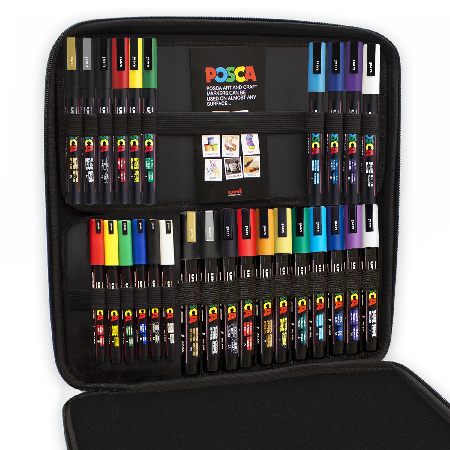 Posca - PC-5M / PC-3M / PC-1MR - Rotuladores de pintura para arte - Vitrina (surtido de 27 juegos)