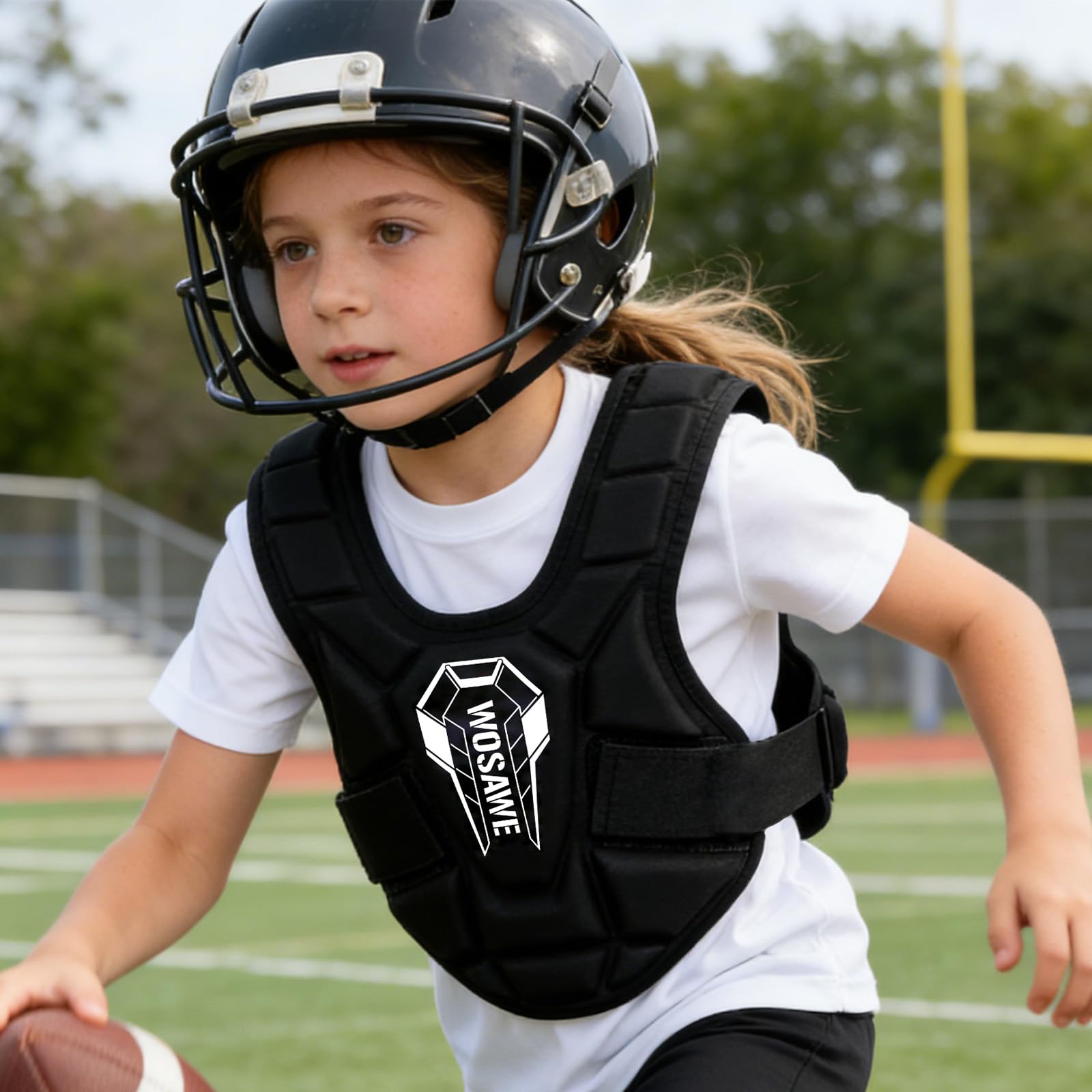 WOSAWE Gilet Sportif Enfant, Haut Respirable Rembourré pour Cyclisme, Trottinette, Snowboard et Football, Noir