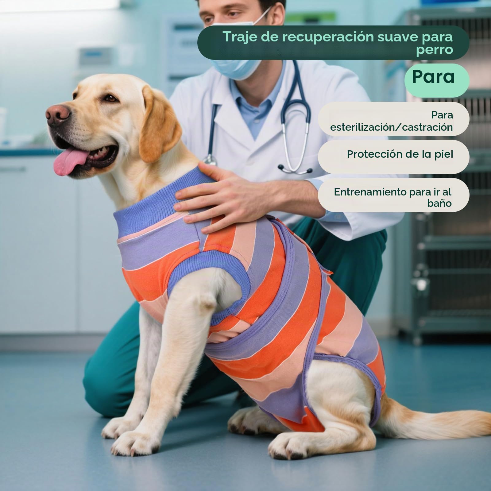 Kuoser Traje de Recuperación para Perros Después de la Cirugía, Camisa Postoperatoria para Mascotas, Protector de Heridas Abdominales para Perros, Traje Quirúrgico Médico para Cachorros, XS-XXL