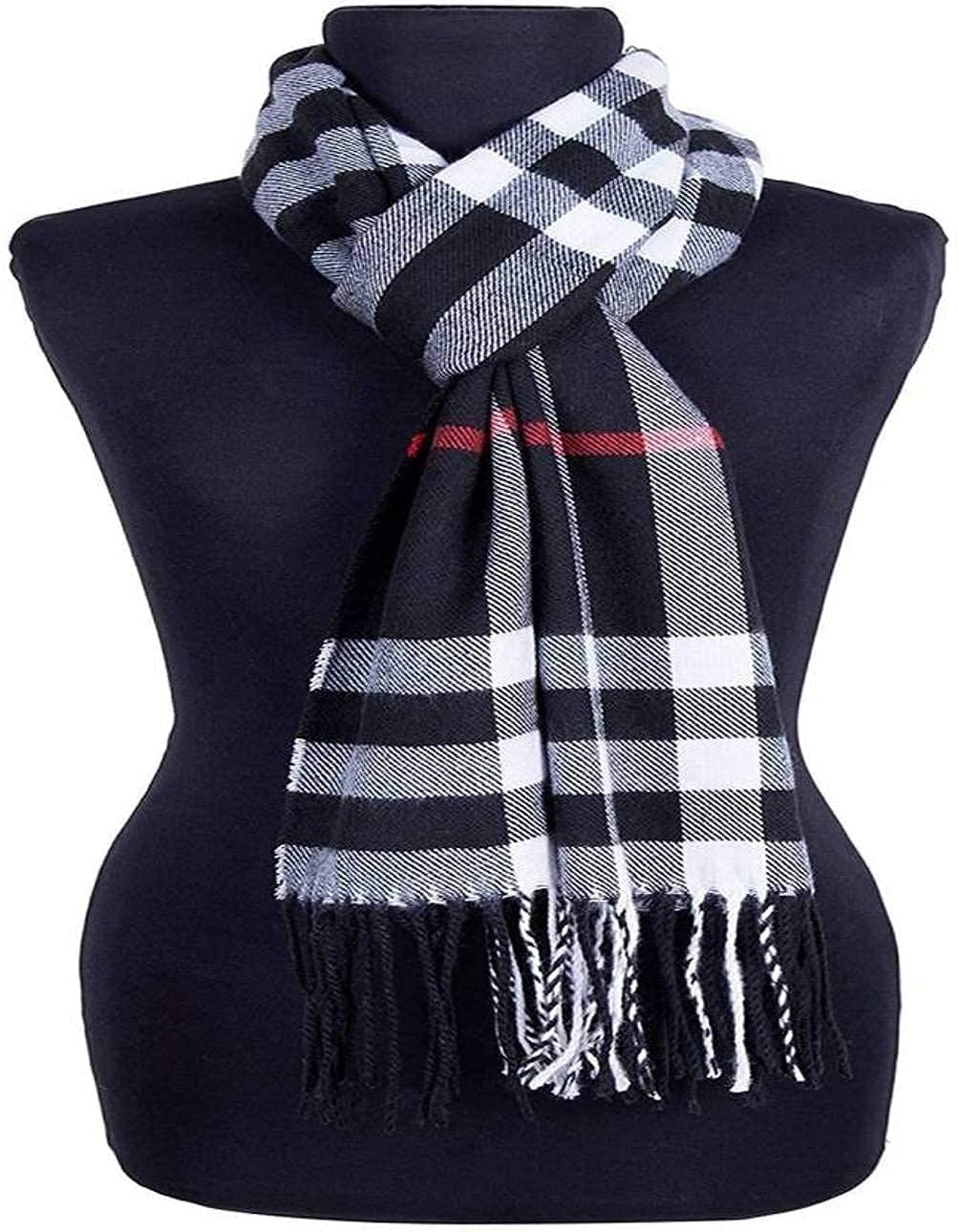 alexvyan Multi Color Check Pattern Winter Muffler Scarf Cum Scarves Stoles Woolen Men and Women's Casual Soft And Warm (Black)-picture-30