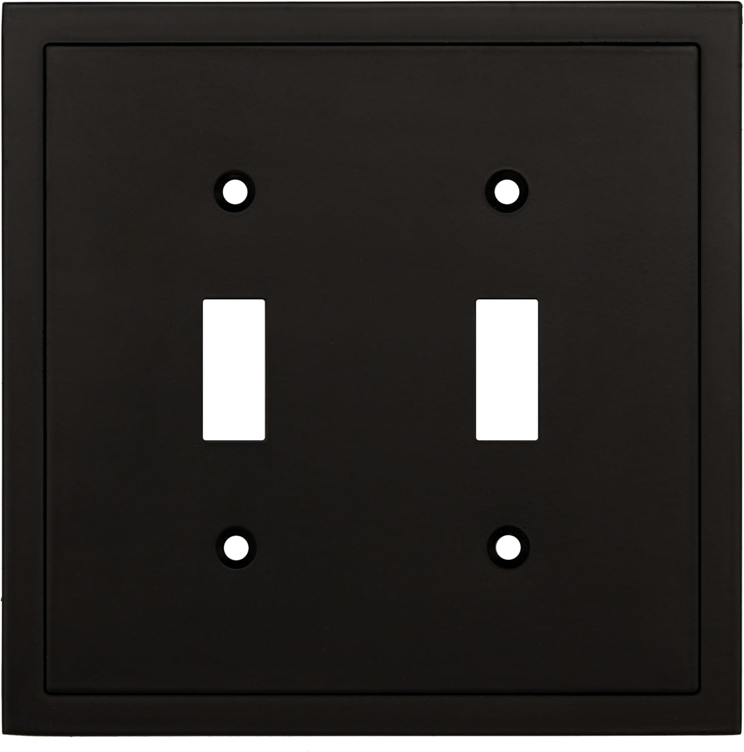HenneBery Modern Edge Matte Black Double Toggle Switch Plate Cover - Durable Zinc Alloy Wall Outlet Decor
