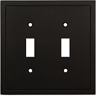 HenneBery Modern Edge Matte Black Double Toggle Switch Plate Cover - Durable Zinc Alloy Wall Outlet Decor