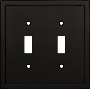 HenneBery Modern Edge Matte Black Double Toggle Switch Plate Cover - Durable Zinc Alloy Wall Outlet Decor
