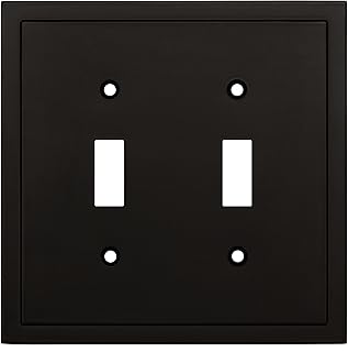 Henne Bery Modern Edge Decorative Wall Plate Switch Plate Outlet Cover, Durable Solid Zinc Alloy (Double Toggle, Matte Black)