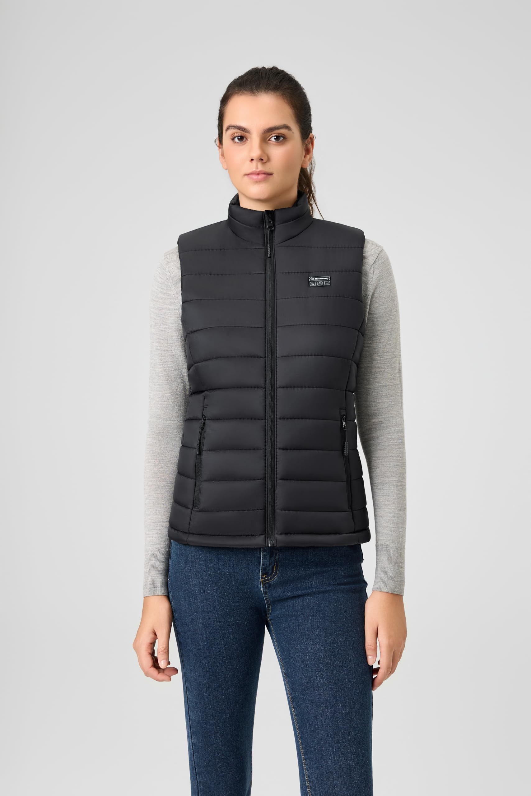 Gilet Chauffant Femme avec Batterie incluse 16000mAh 7.4V, Léger Gilet Chauffant Electrique, Veste Chauffante Femme pour Sports en Plein Air Hiver