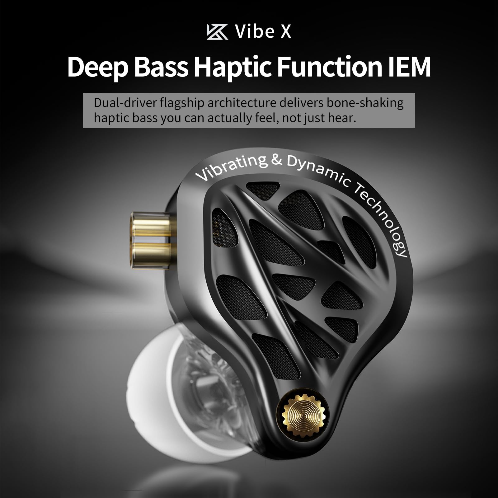 KZ Vibe X - Auriculares intraurales con monitor de oído, 2DD IEM Vibrations Sync con audio de graves profundos para audiófilos, músicos, aislamiento de ruido, auriculares con cable de ajuste cómodo