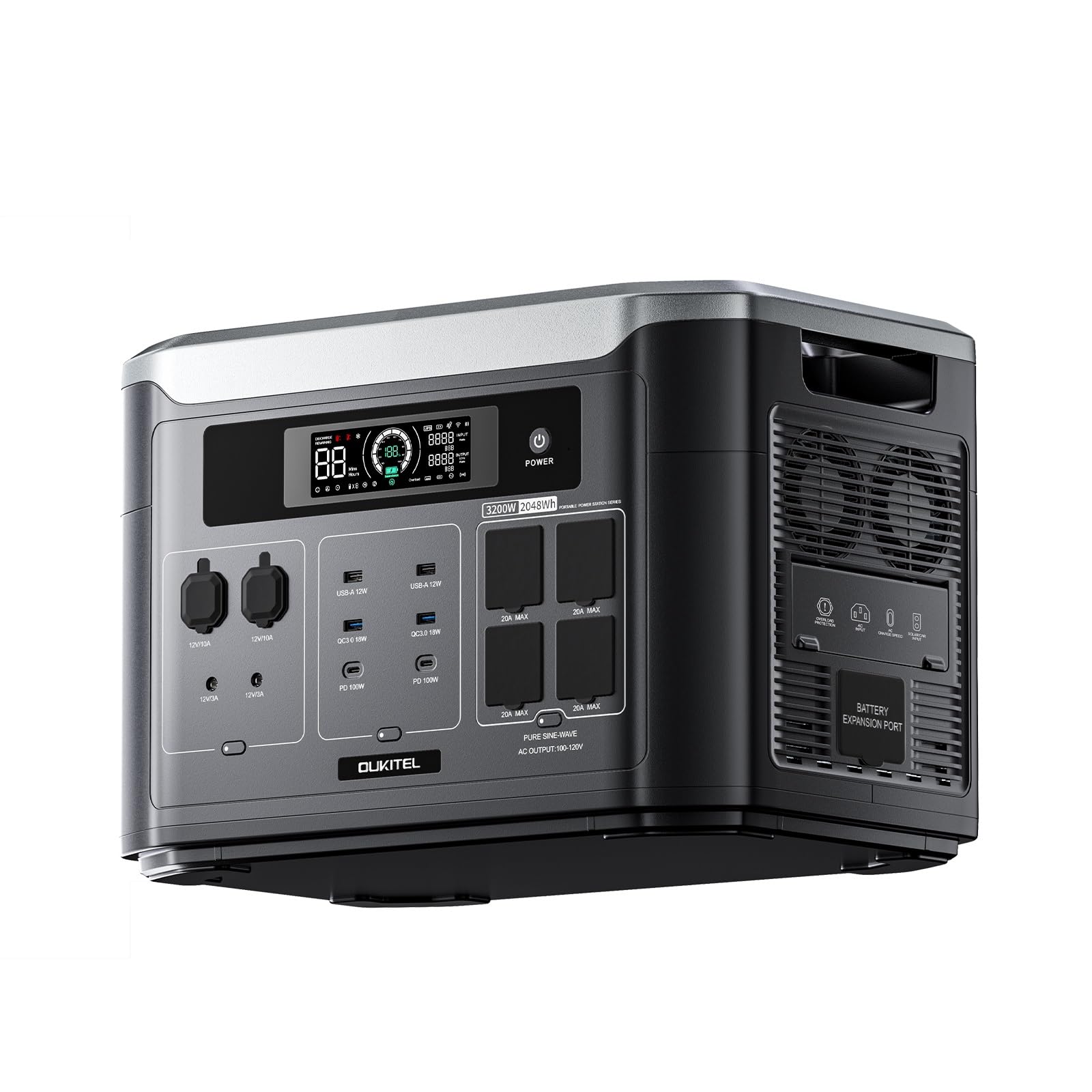 OUKITEL 3200W (6400W di picco) Centrale Elettrica Portatile BP3000E, 2016Wh Generatore Solare con Batteria LiFePO4, Ricarica 0-80% in 45 min, APP, UPS, Power Station per Campeggio/Camper/Casa