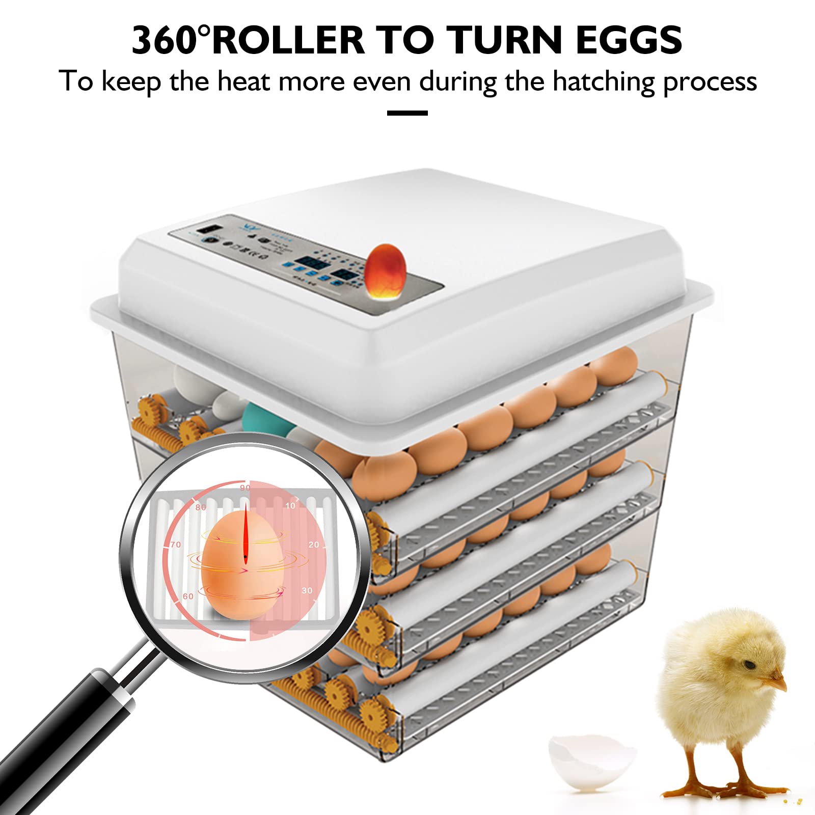 HKDQ Egg Incubator - Egg Incubator with Automatic Egg Turning and Humidity Control,Large Poultry Hatcher for Chickens Birds Ducks (182 Eggs)